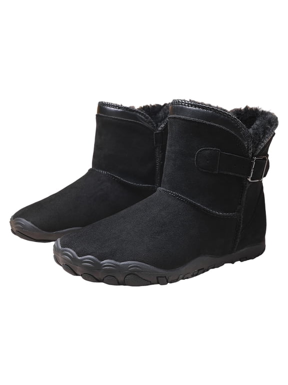 Barefoot Boots Women, Winter Snow Footwear, Wide Toe Box Design, Zero Drop, Fur Lined Ankle Hiking Booties, Lightweight