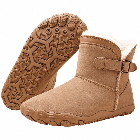 Barefoot Boots for Men and Women, Wide Toe Box Winter Snow Boots, Fur-Lined High-Top Shoes with Non-Slip Outsole for Outdoor Walking and Hiking