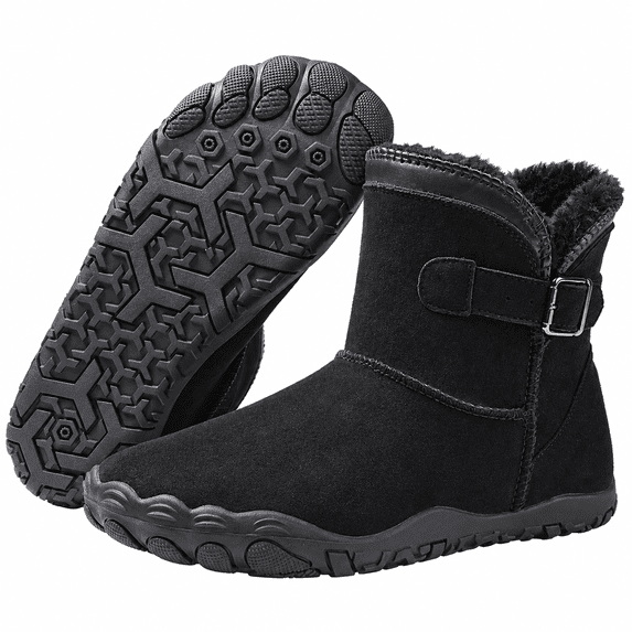 Barefoot Boots for Men and Women, Wide Toe Box Winter Snow Boots, Fur-Lined High-Top Shoes with Non-Slip Outsole for Outdoor Walking and Hiking