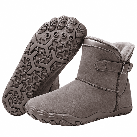 Barefoot Boots for Men and Women, Wide Toe Box Winter Snow Boots, Fur-Lined High-Top Shoes with Non-Slip Outsole for Outdoor Walking and Hiking