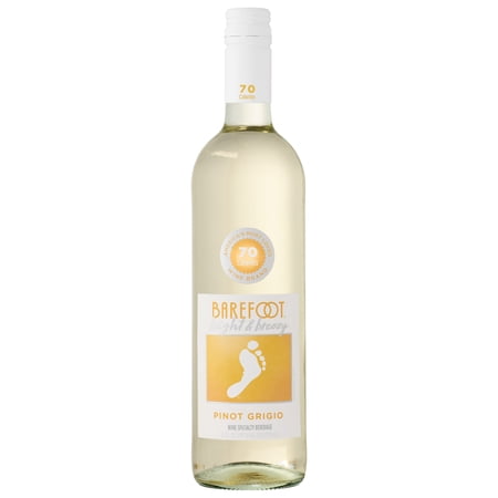 Barefoot Bright & Breezy Pinot Grigio White Wine, California, 750ml Glass Bottle