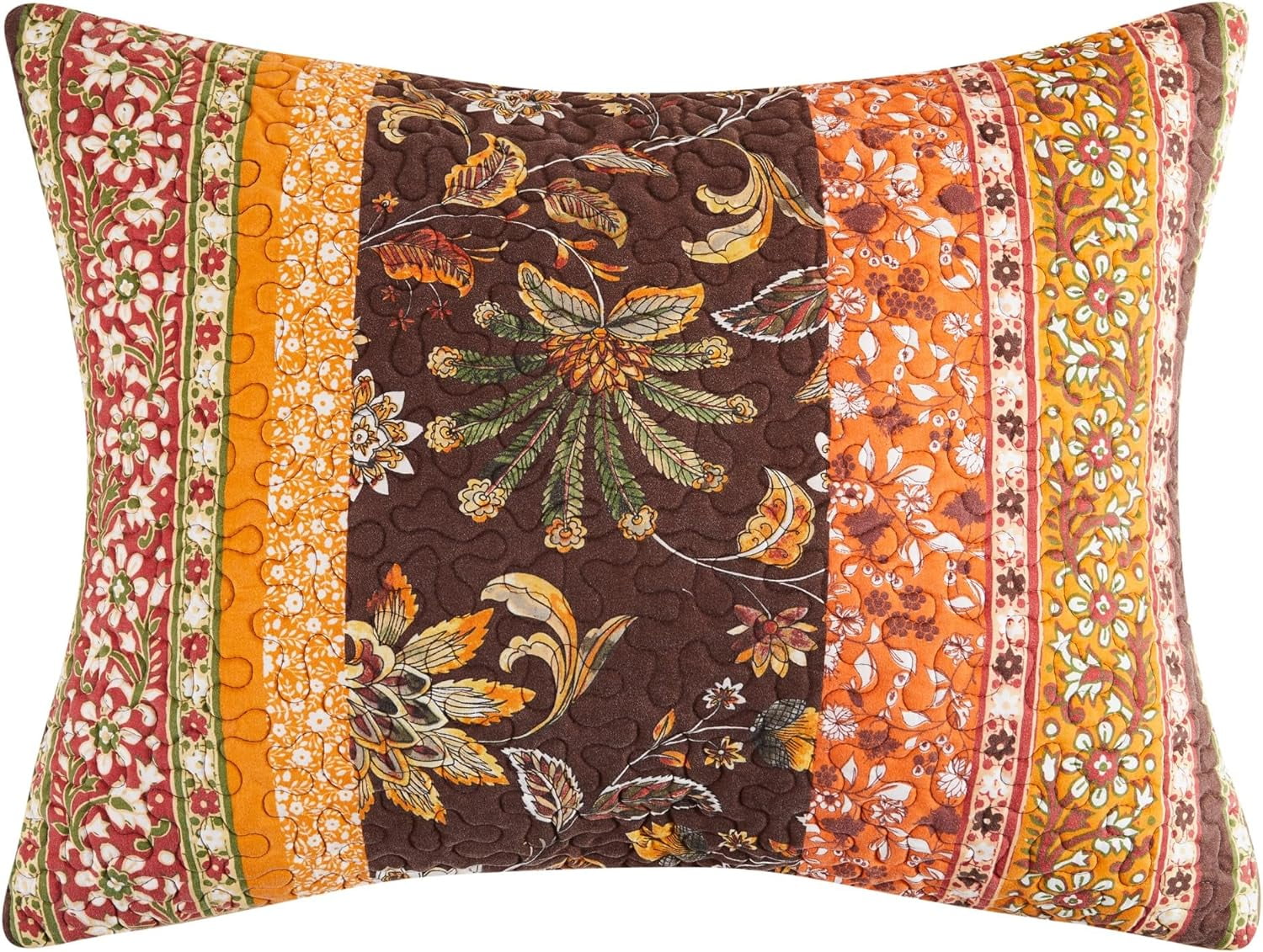 Audrey Chocolate and Gold Quilted Standard Pillow Sham