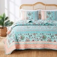 thumbnail image 1 of Barefoot Bungalow Audrey Vintage Floral Quilt Set, Reversibe, 3-Piece King, Turquoise, 1 of 8