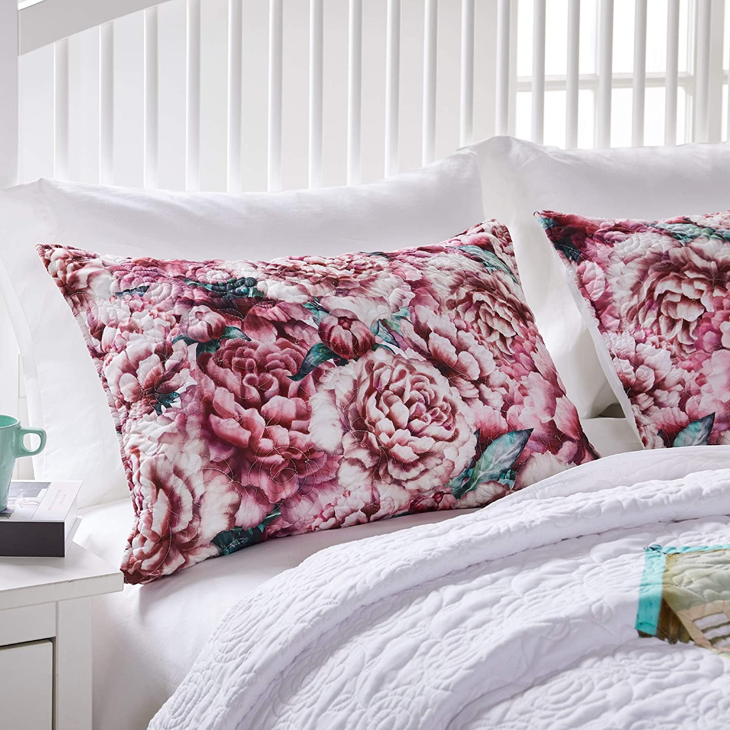 Standard Floral Pink Microfiber Cotton Pillow Sham