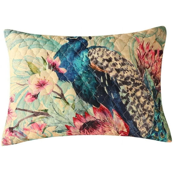 Barefoot Bungalow Eden Peacock Quilted Pillow Sham