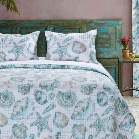 Barefoot Bungalow Oversized 100% Microfiber Polyester Cruz Reversible Quilt And Pillow Sham Set - King 105x95", Multi