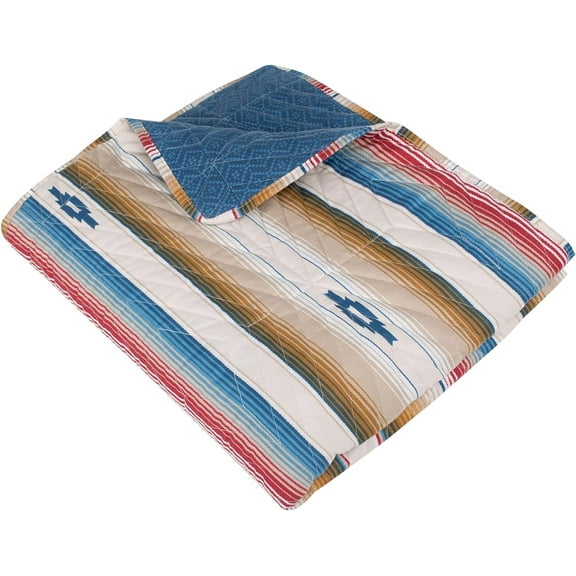Barefoot Bungalow Painted Desert Reversible Southwestern Throw Blanket, Sapphire