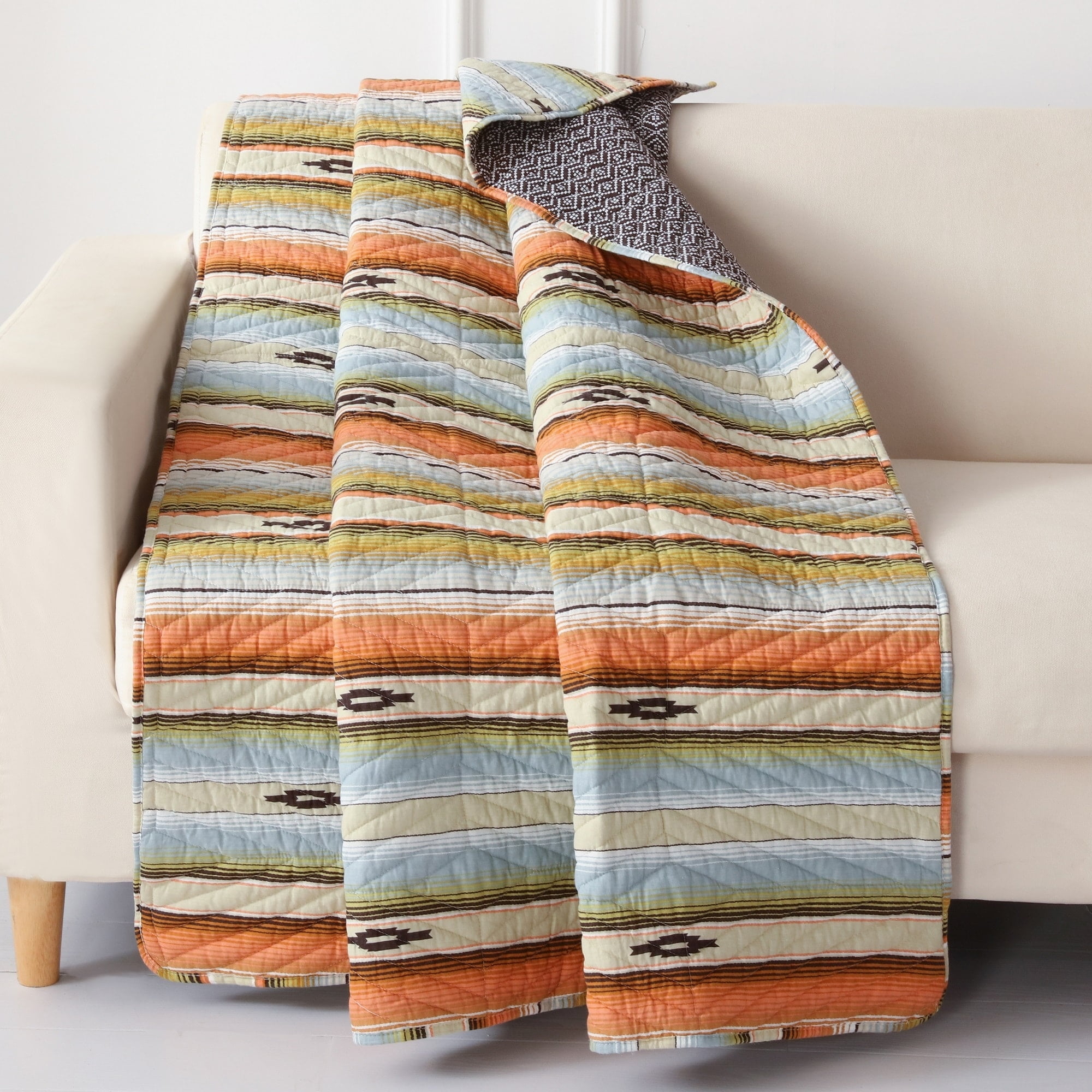 Southwestern Clay and Multicolor Quilted Throw Blanket, 50x60