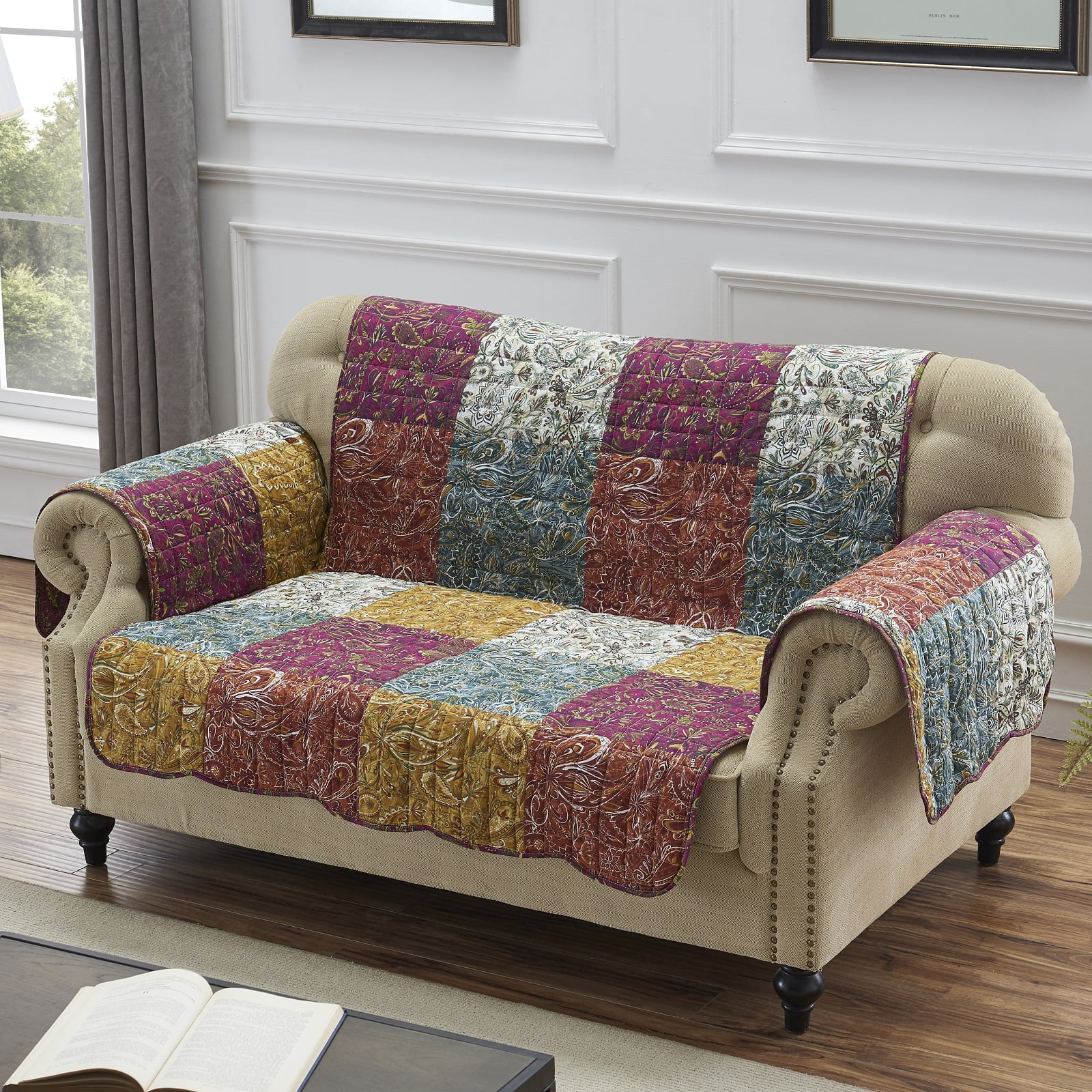Paisley Multicolor Reversible Loveseat Protector Slipcover