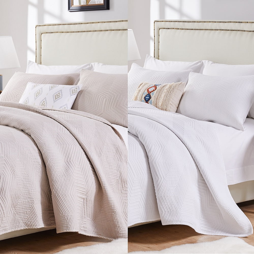 Linen Twin Reversible Microfiber Quilt Set