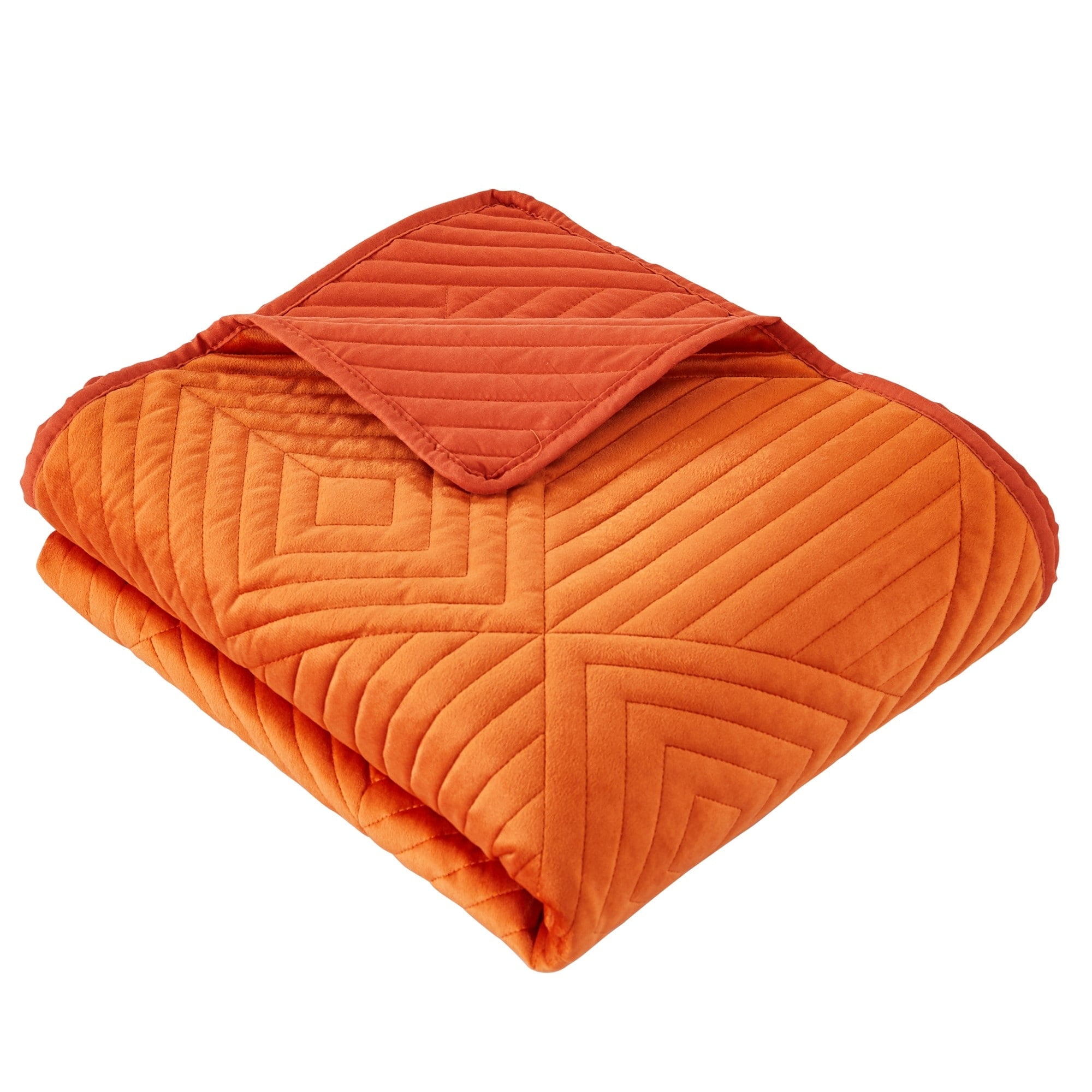 Spice Orange Velvet Quilted Throw Blanket, 50x60 Inches