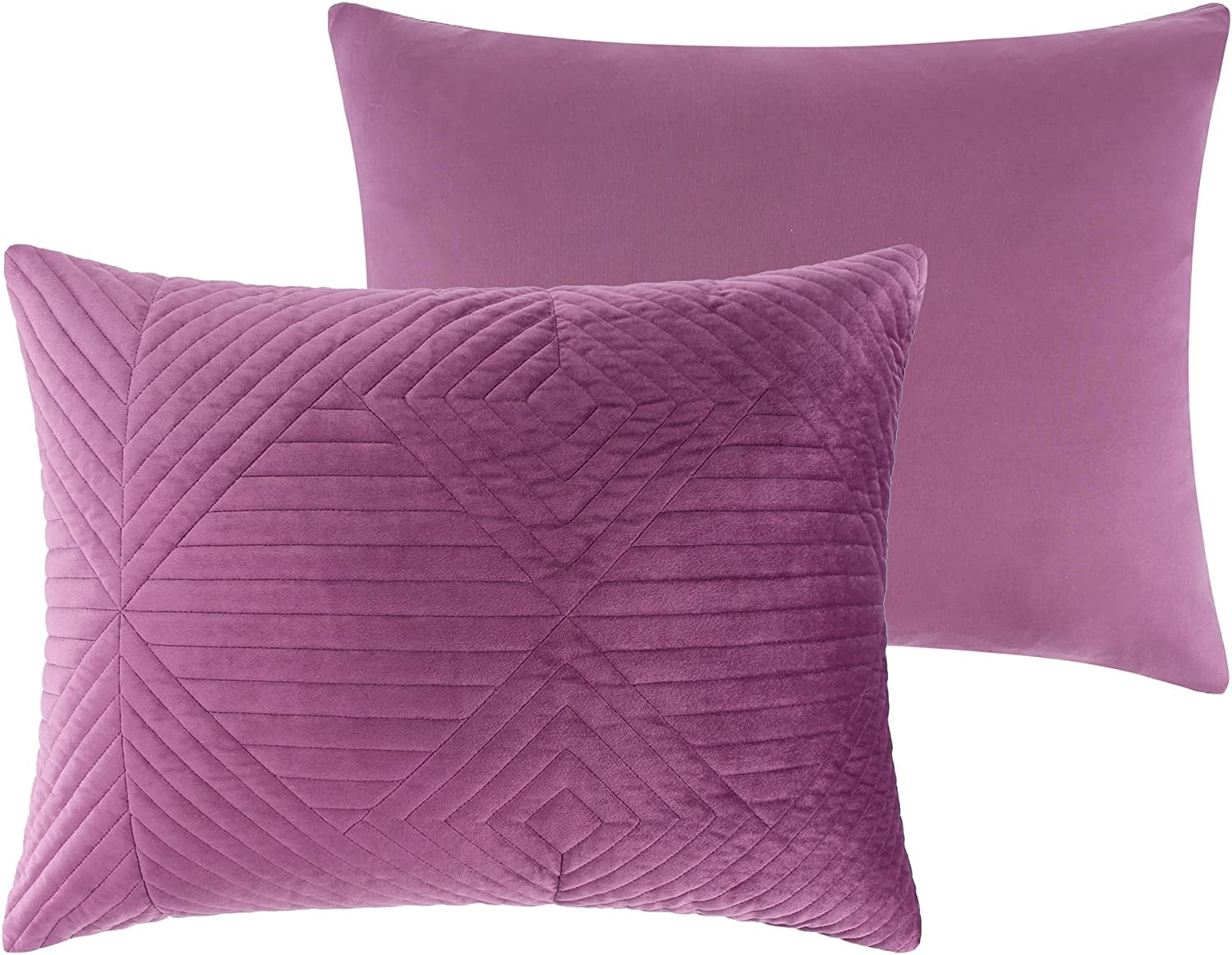 Barefoot Bungalow Riviera Velvet Quilted Pillow Sham, Mauve, Standard
