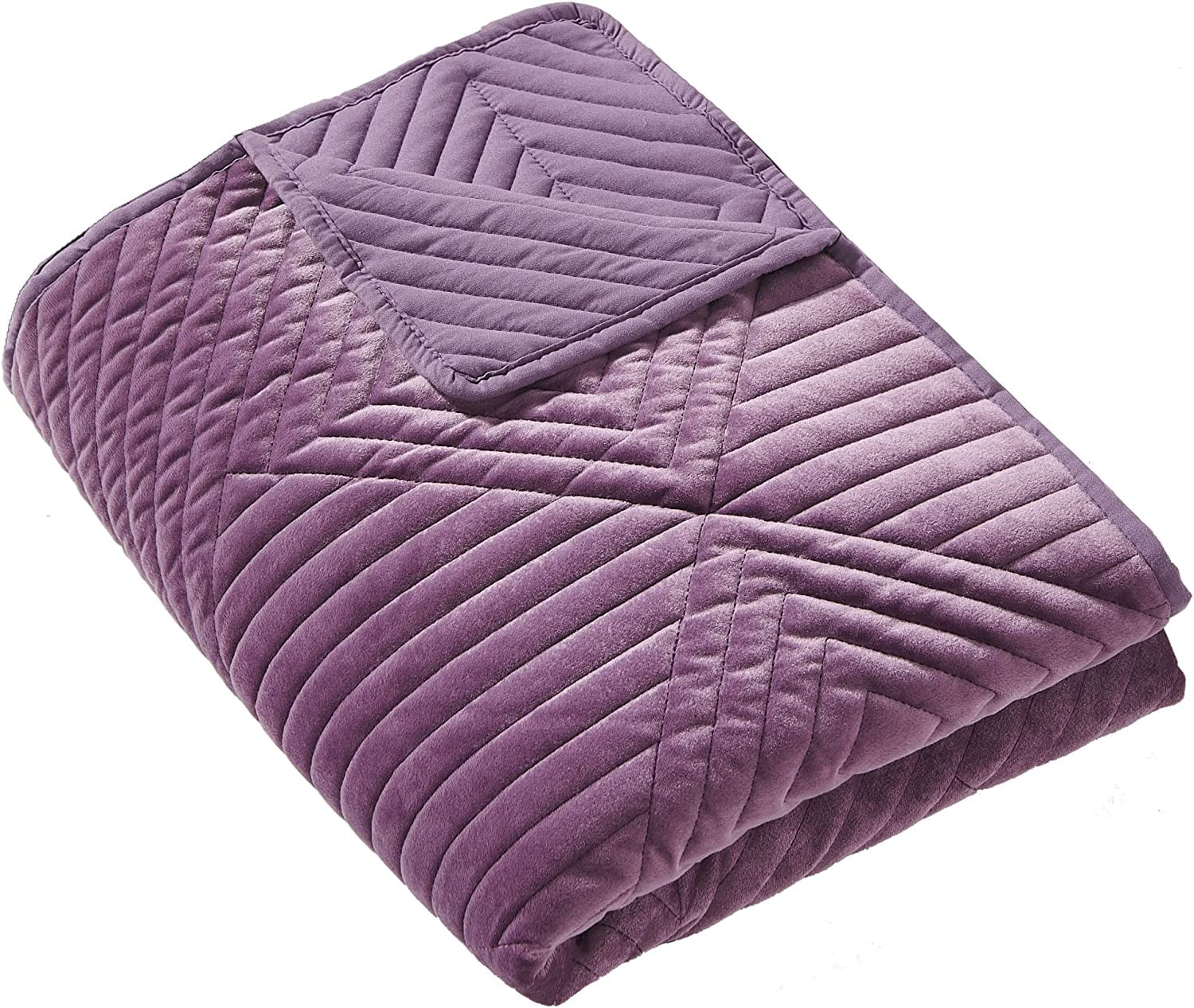 Barefoot Bungalow Riviera Velvet Quilted Throw Blanket, Mauve
