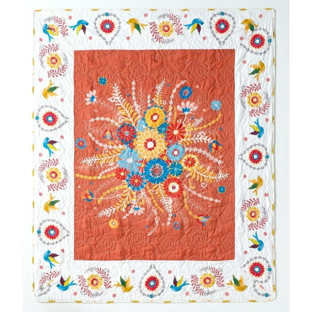 Barefoot Bungalow Topanga Bohemian Bouquet Folk Art Throw Blanket