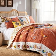 Barefoot Bungalow Topanga Boho Folk Art Quilt Set, Reversible, 3-Piece Full/Queen