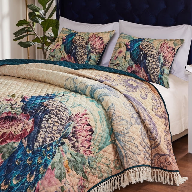 Barefoot Bungalow Phoenix Southwestern Quilt Set, 3-Piece King/Cal King, Tan & Rust Colors