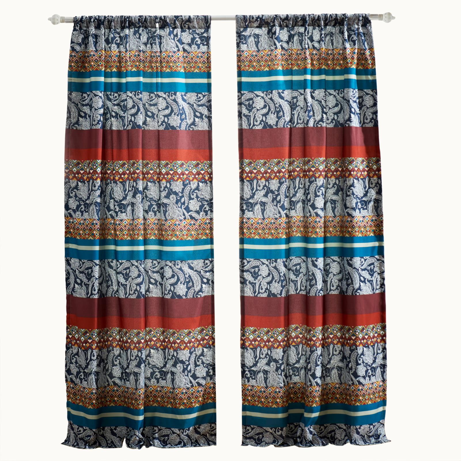 Vista Multicolor Faux Silk Light-Filtering Rod Pocket Curtain Panels