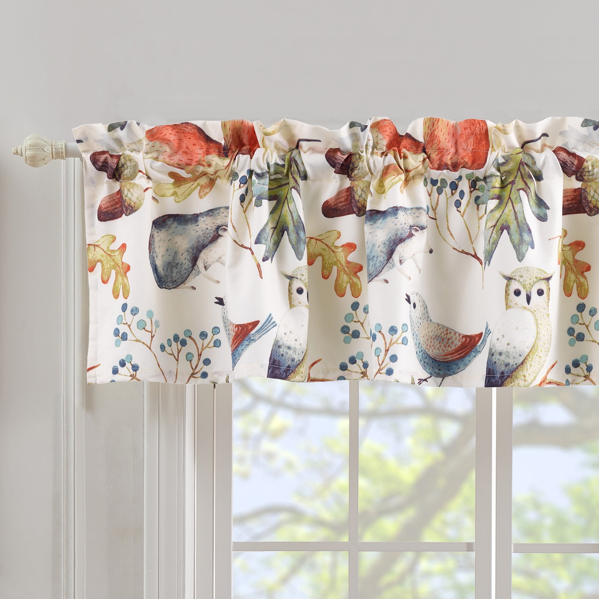 Whimsical Owl and Forest Print Blackout Valance