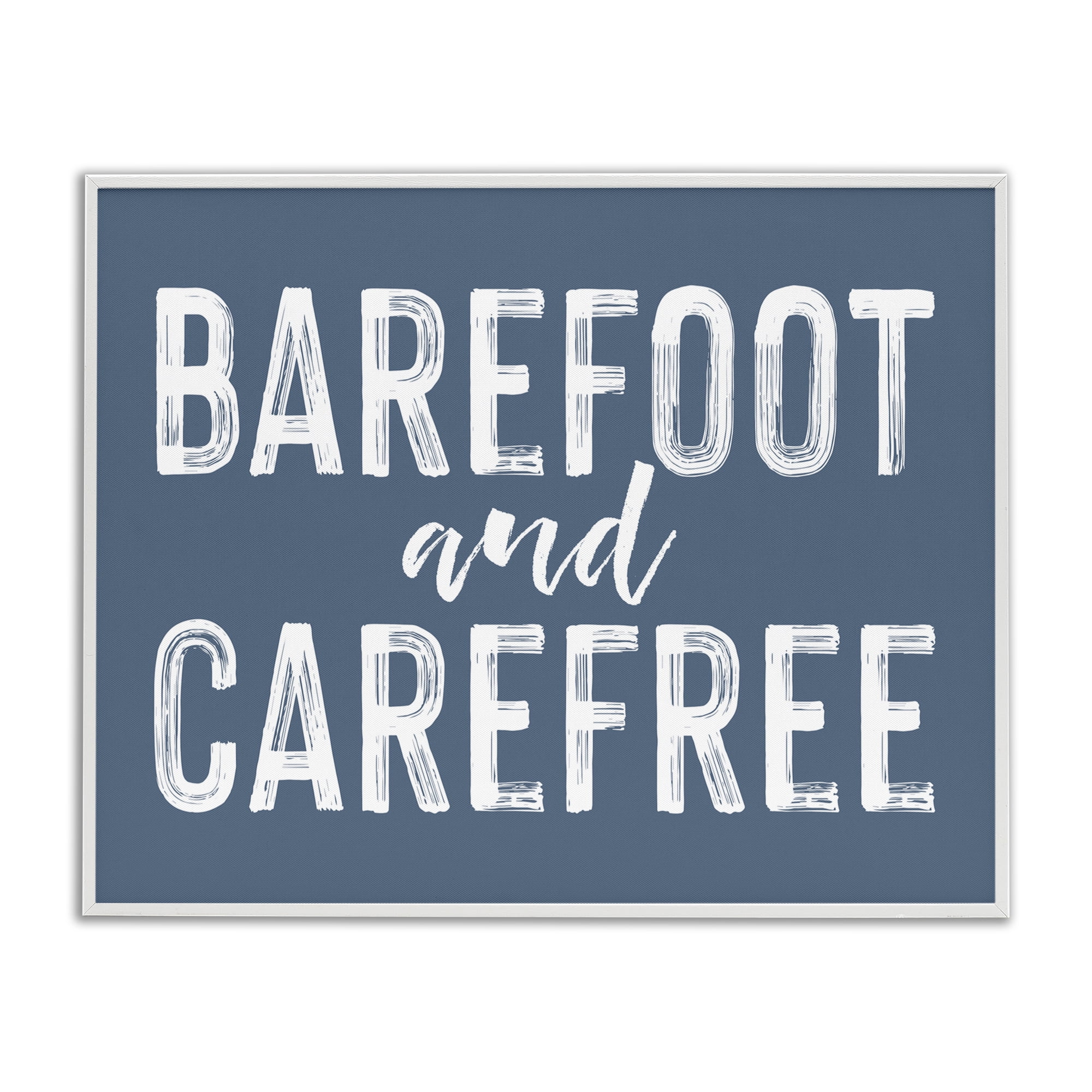 Barefoot & Carefree Blue White Framed Giclee Art, design by Lettered and Lined