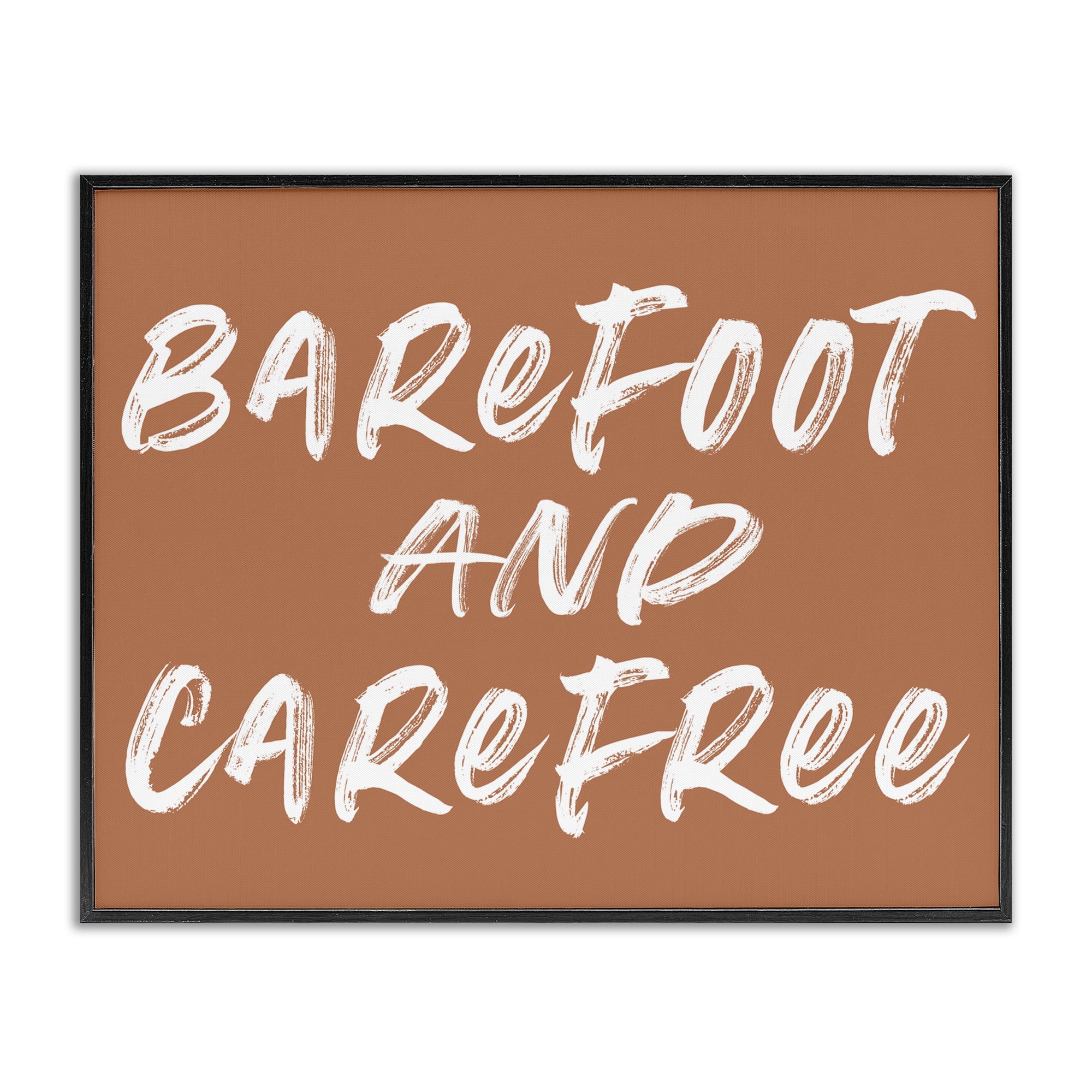 Barefoot & Carefree Brown Black Framed Giclee Art, design by Lettered and Lined