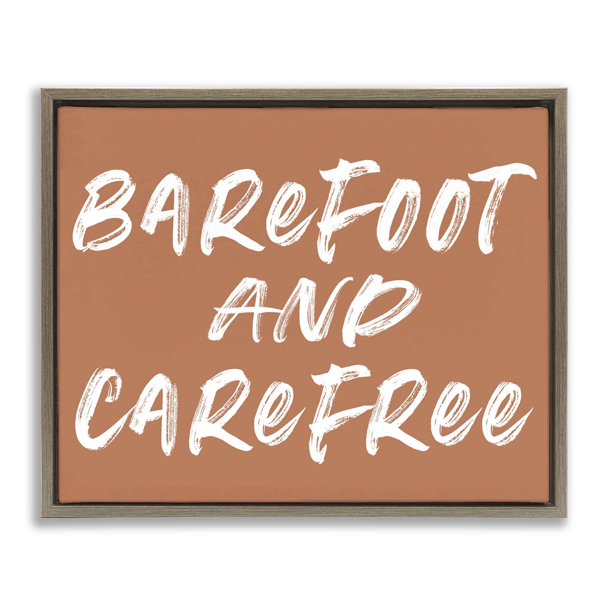 Barefoot & Carefree Brown Brown Framed Floater Canvas Wall Art, design by Lettered and Lined