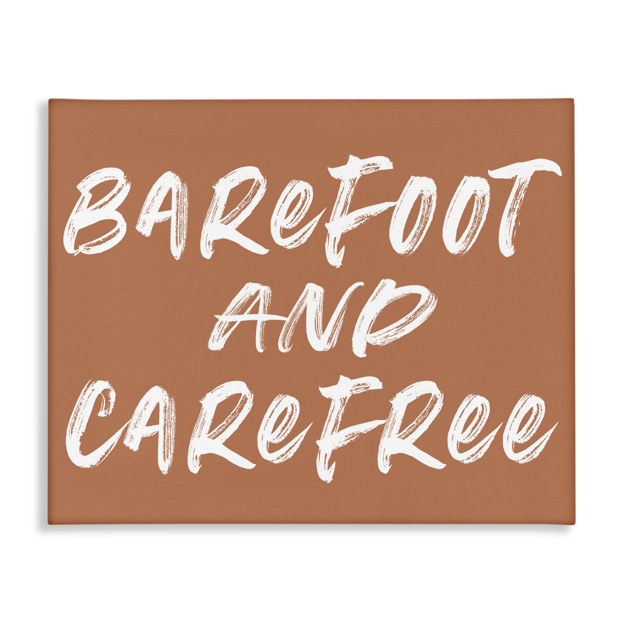 Barefoot & Carefree Brown Canvas Wall Art, design by Lettered and Lined