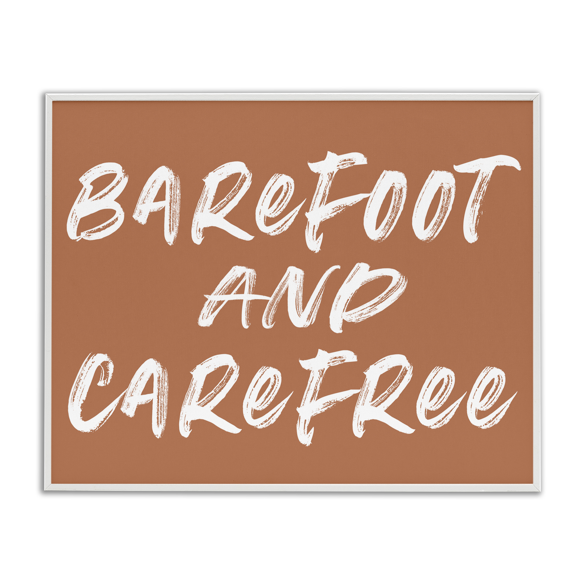 Barefoot & Carefree Brown White Framed Giclee Art, design by Lettered and Lined