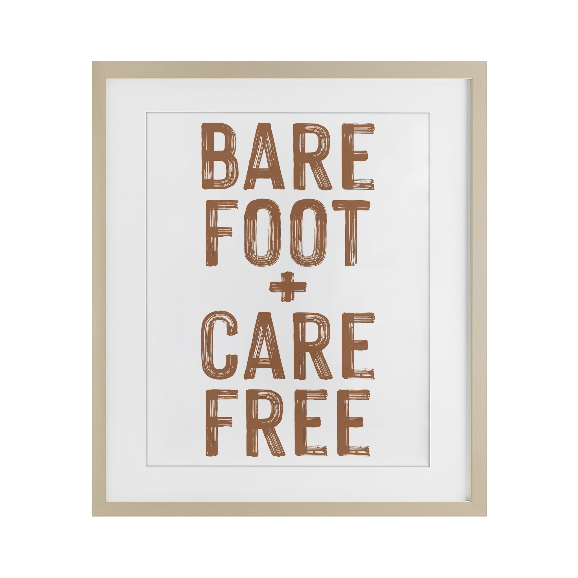 Barefoot Carefree Summer Sentiment Birch Framed Print Under Glass, design by Lettered and Lined