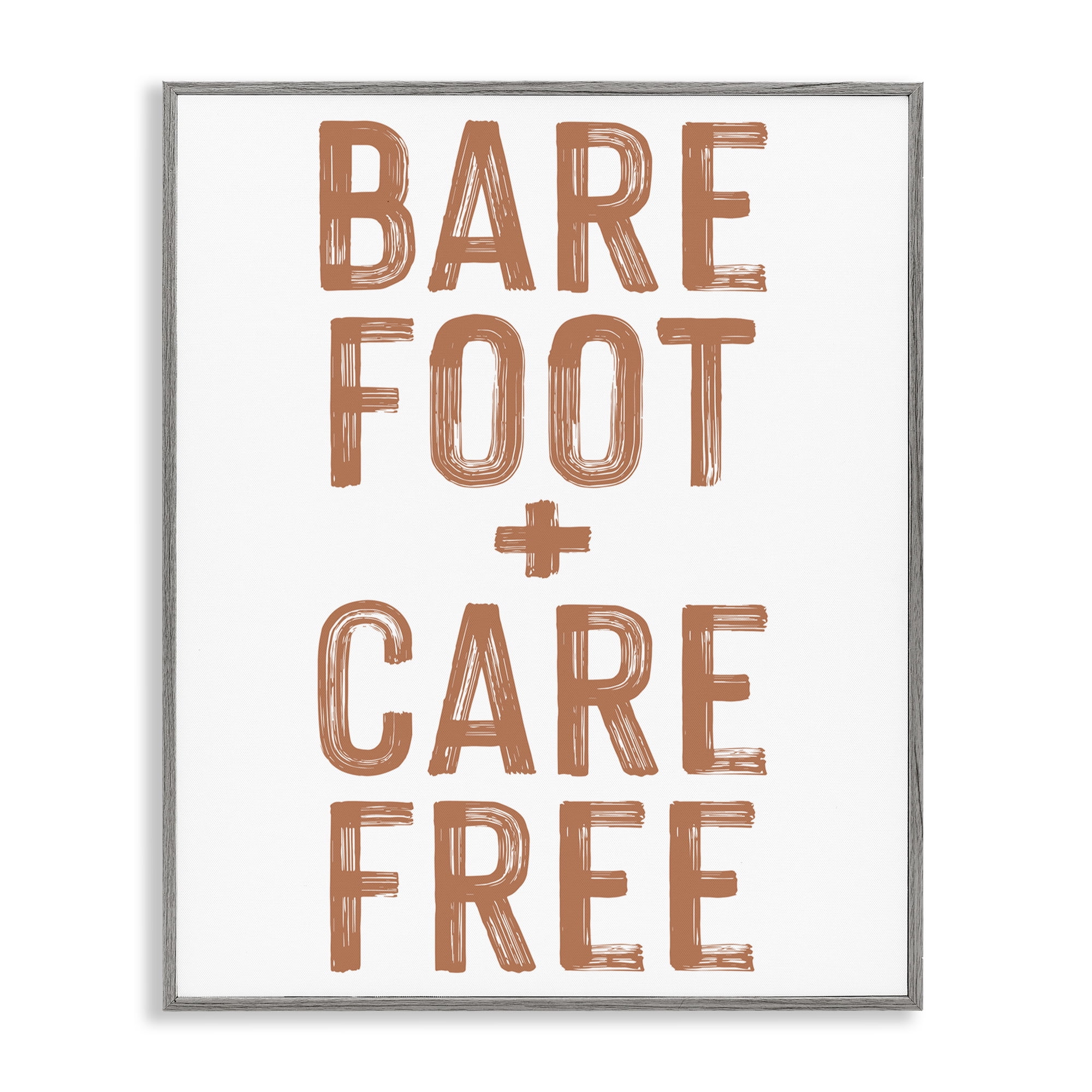 Barefoot Carefree Summer Sentiment Gray Framed Giclee Art, design by Lettered and Lined
