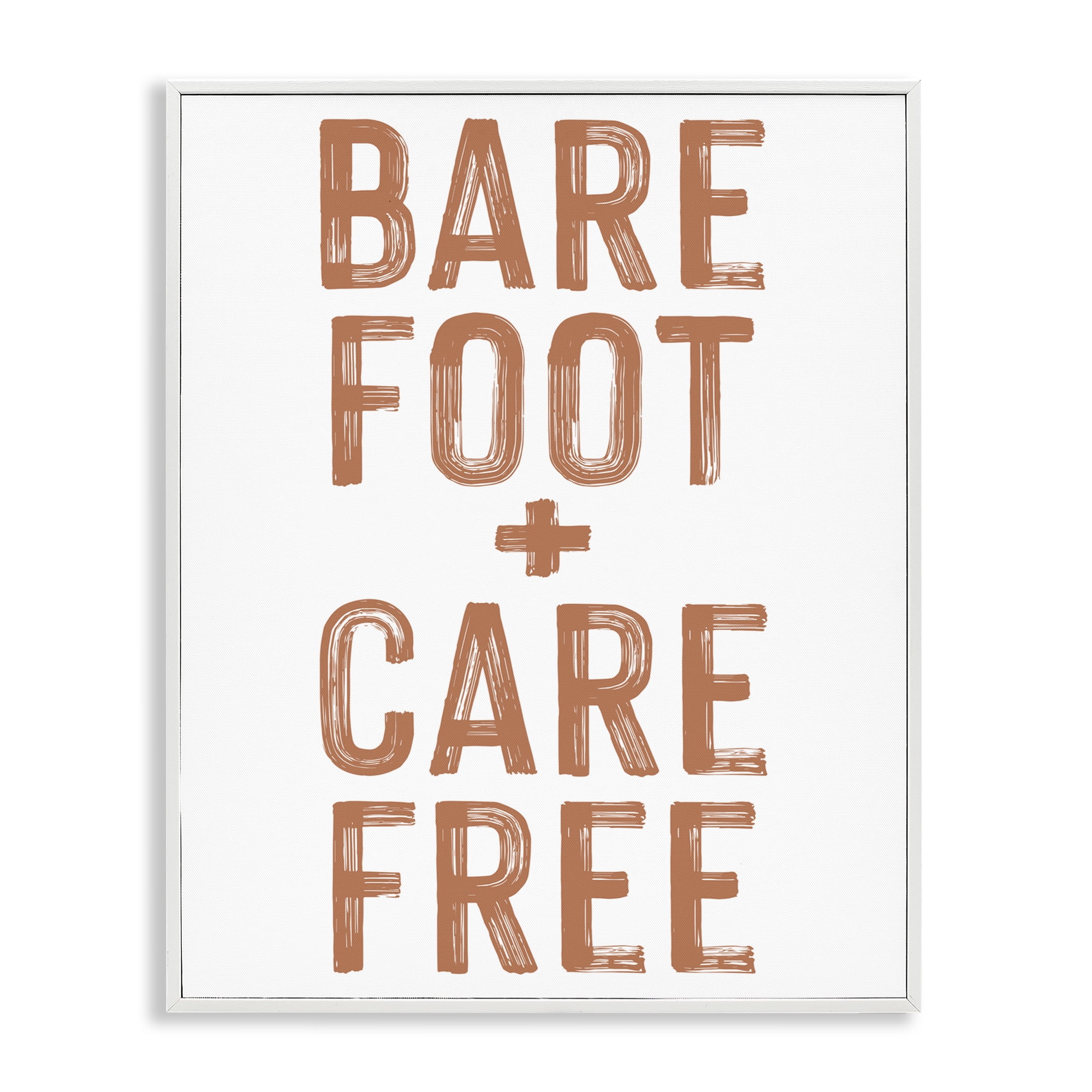 Barefoot Carefree Summer Sentiment White Framed Giclee Art, design by Lettered and Lined