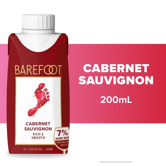 Barefoot Cellars Cabernet Sauvignon red wine, 200 ml tetra, 13.5% ABV