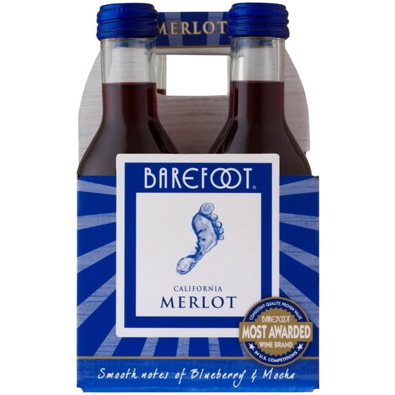Barefoot Cellars Merlot Red Wine 187 ml, 4 Pack