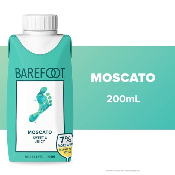 Barefoot Moscato White Wine 200 ml, Tetra Carton, 9% ABV