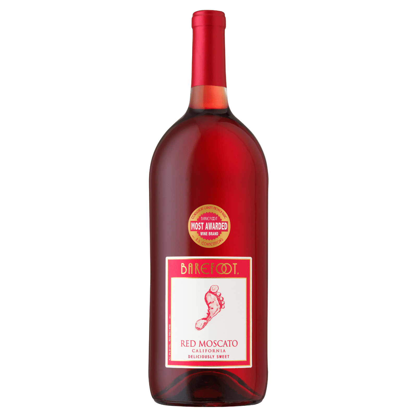 Barefoot Cellars Red Moscato Sweet Red Wine, California, 1.5L Glass Bottle