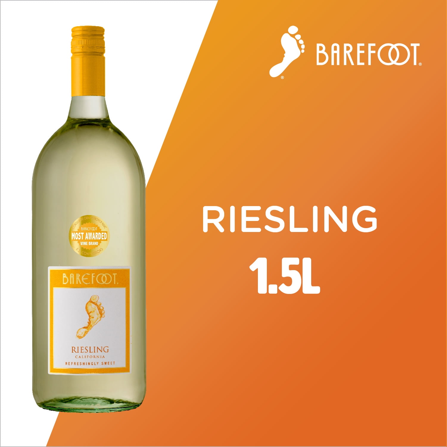 Barefoot Cellars Riesling White Wine, California, 1.5L Glass Bottle