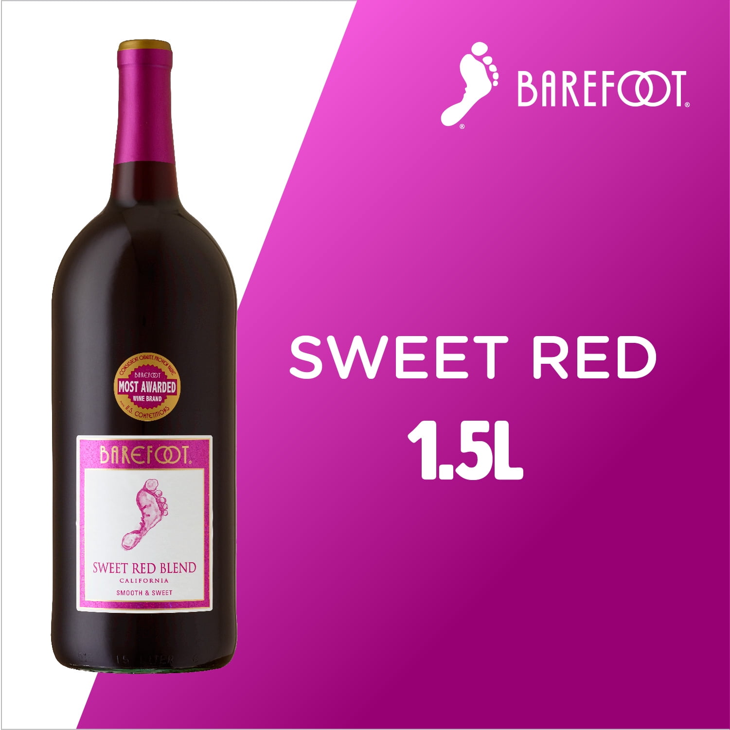 Barefoot Cellars Sweet Red Wine, 1.5L Bottle