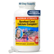 Barefoot Coral Calcium Complete 240 Capsules, 1500mg Coral Calcium, Healthy PH & Bone Support
