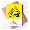 thumbnail image 1 of Barefoot Daisen Monk Fat Blessing Mellow Welcome Back Greeting Cards Envelopes Blank, 1 of 4