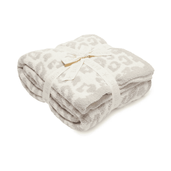 Barefoot Dreams CozyChic Leopard Throw Blanket, Leopard/ Stone/ Cream, 54x72