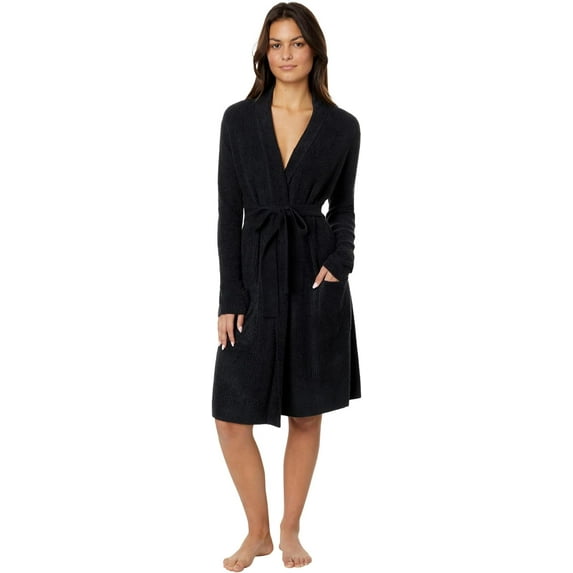 Barefoot Dreams CozyChic Lite Ribbed Robe, Black, L-XL