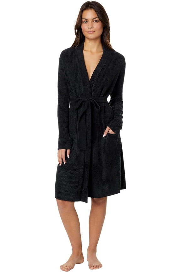 CozyChic Lite Ribbed Robe, Black, L-XL