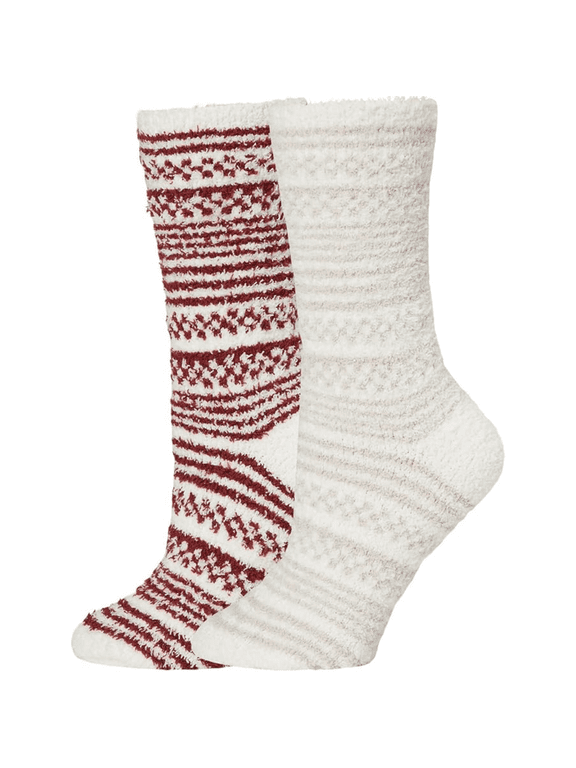 Cozychic Checkered Stripe Sock Set Crimson-Stone Multi OS