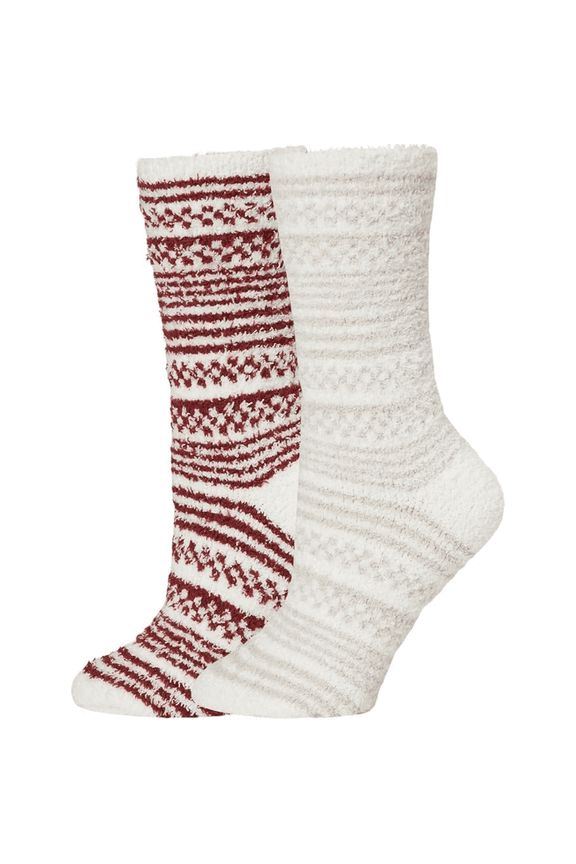 Cozychic Checkered Stripe Sock Set Crimson-Stone Multi OS