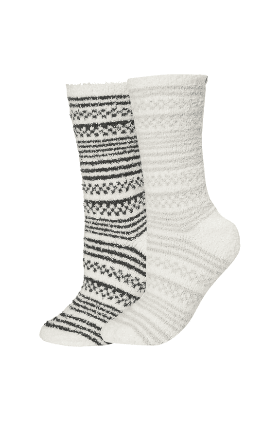 Cozychic Checkered Stripe Sock Set Dark Moss-Stone Multi, OS