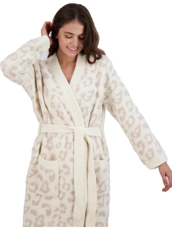 Cozychic Women's Plush Microfiber Animal Print Loungewear Robe