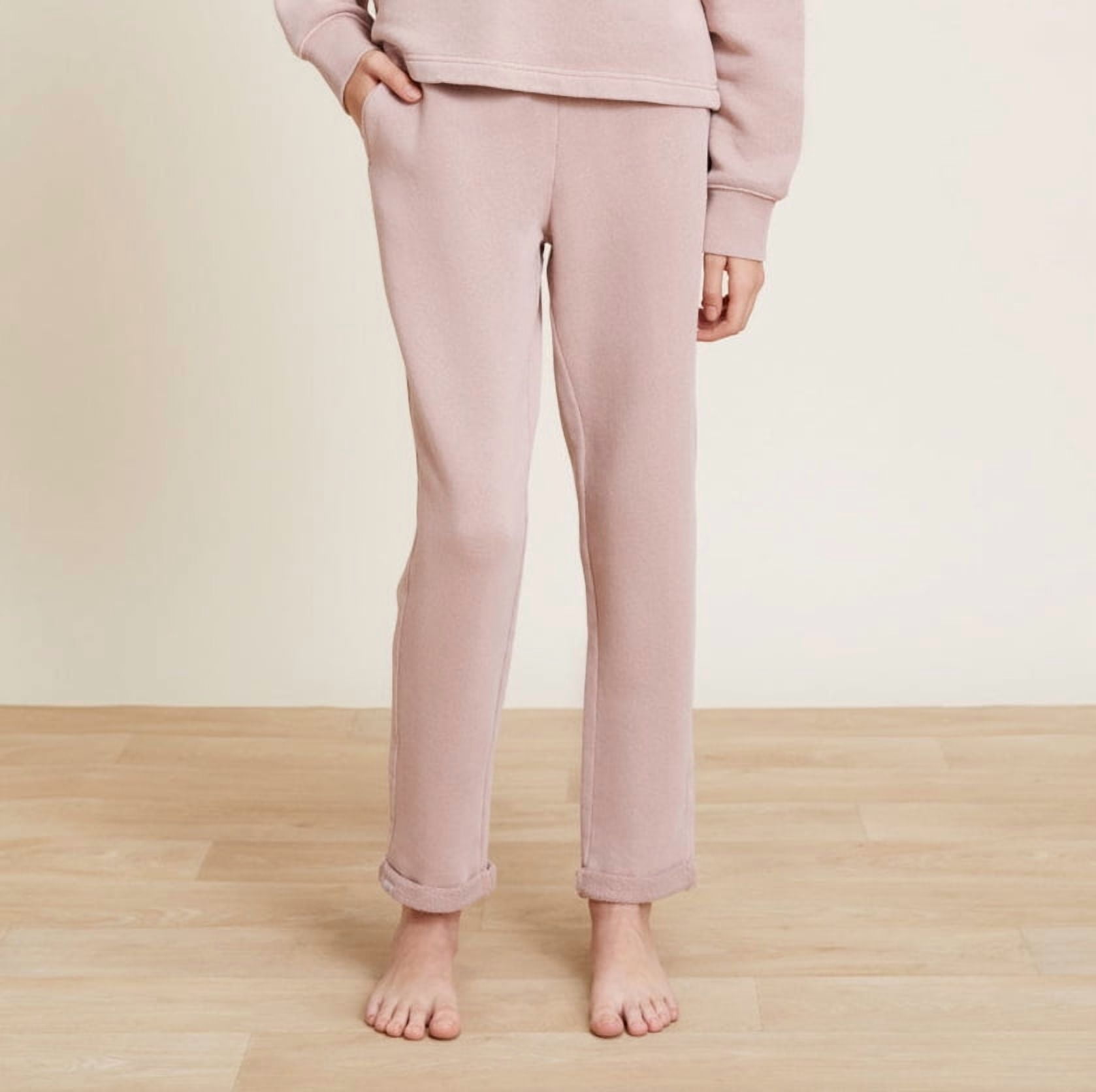 BAREFOOT DREAMS Youth Brushed Terry Rolled Hem Pant, Size 12-14, Pink Clay