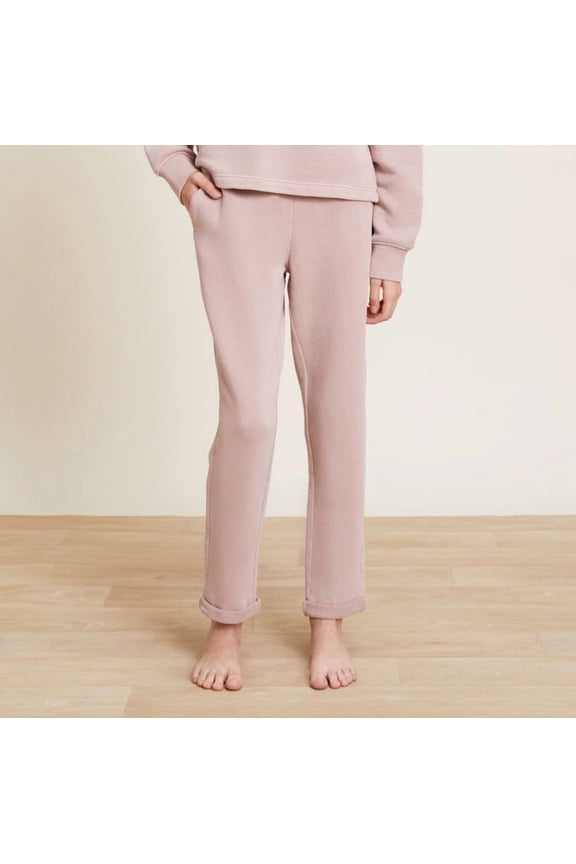 Youth Brushed Terry Rolled Hem Pant, Size 8-10, Pink Clay
