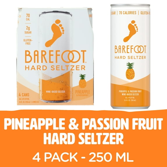 Barefoot Pineapple & Passion Fruit Hard Seltzer 4 Pack 250ml