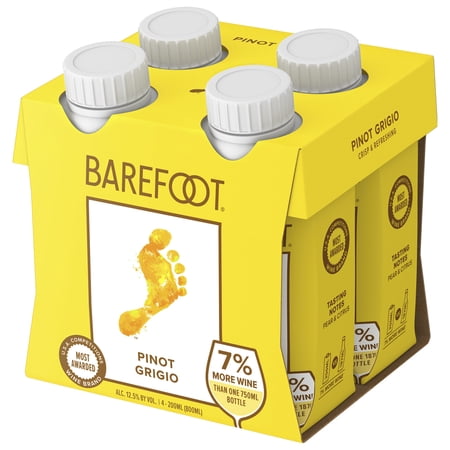 Barefoot Pinot Grigio, 4 Pack, 200 mL Bottles
