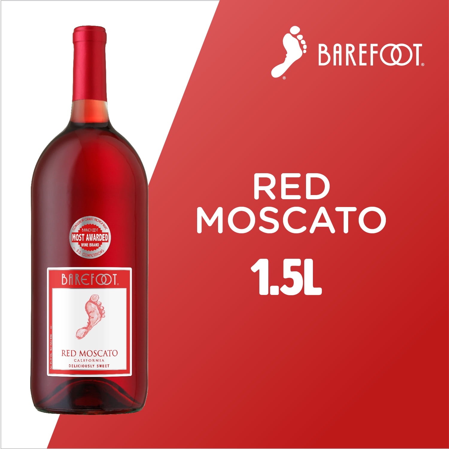 Strømcelle overtale Ærlig Barefoot Red Moscato, California Sweet Red Wine, 1.5 Liter Glass Bottle -  Walmart.com